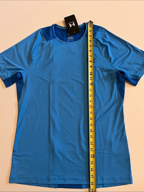 Under Armour UA Rush Shirt Mens M Fitted Vent Dry Wicking Blue Training $55 gallery