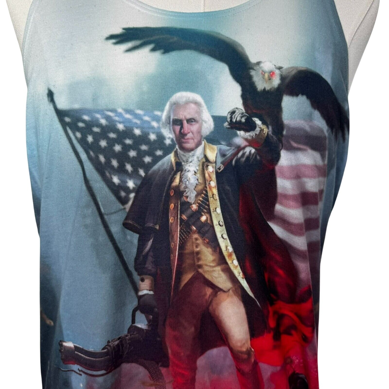 AMERICAN APPAREL Men's Medium Sublimation Tank George Washington Eagle USA Art gallery