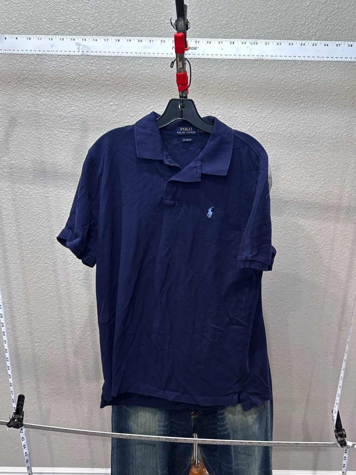 Polo Ralph Lauren Navy Blue POLO SHIRT Large L Classic Fit gallery