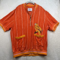 Tombolo x Vasquiat Terry Cloth Quarter Zip Shirt Men’s XXL Orange Parrot Pocket