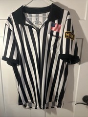 Maine Lacrosse Officials Association Stripes 1/4 Zip Referee Shirt XL Flag Patch