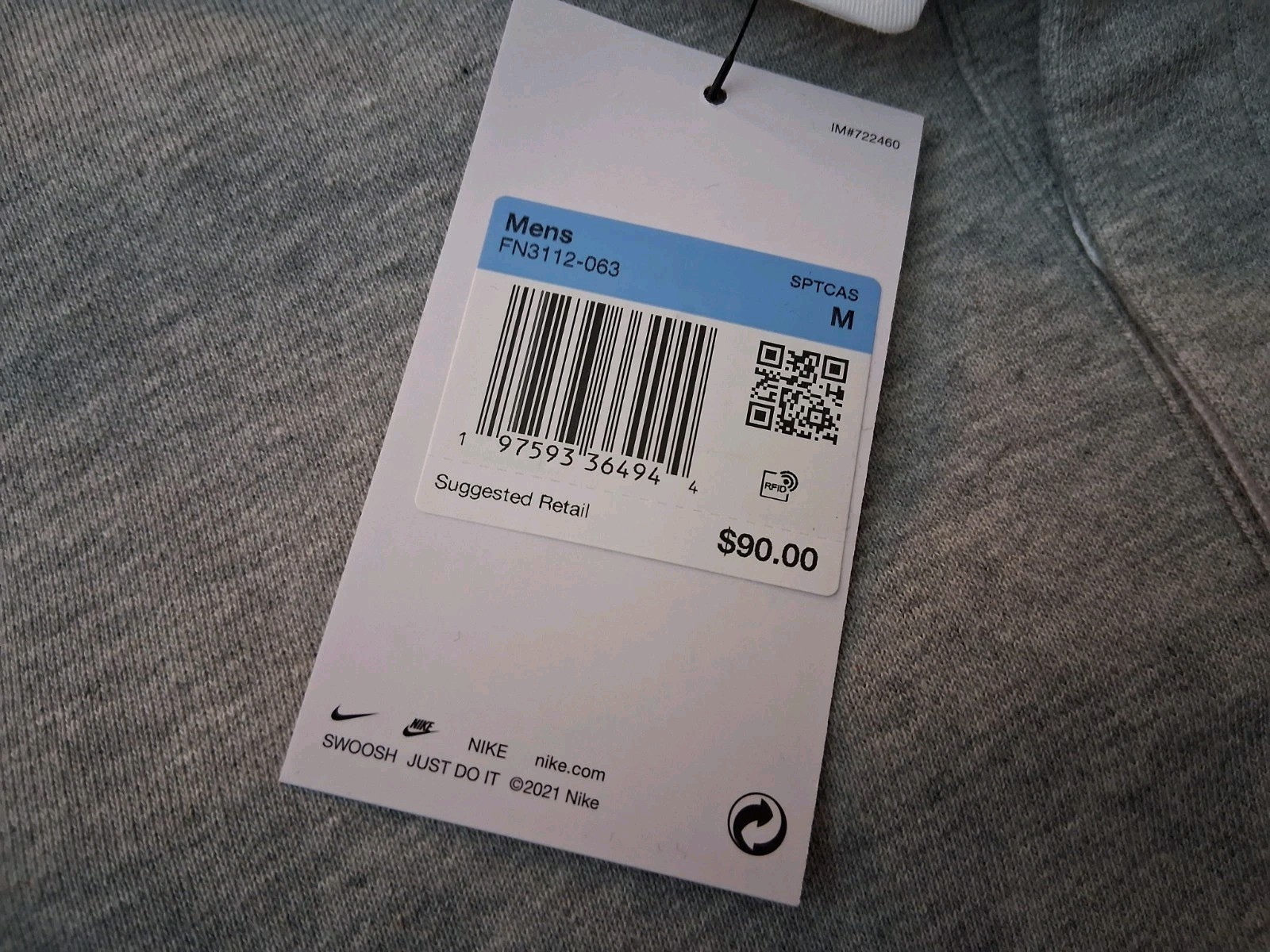 Nike Club Fleece Long-sleeved Fleece Polo Pullover Fn3112-063 Size Medium NWT gallery
