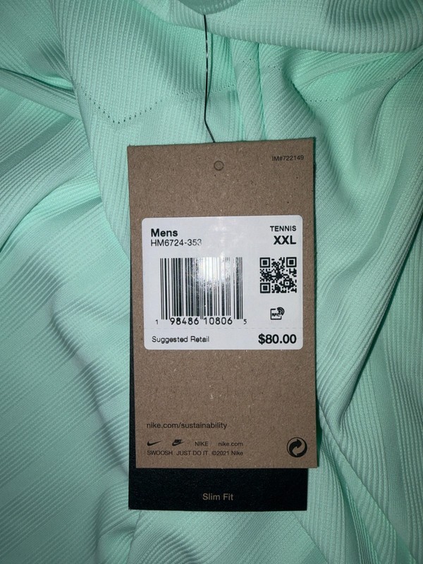 Nike Dri-Fit Court Advantage Alcaraz ADV Slam Tank Top Mens 2XL Mint Green gallery