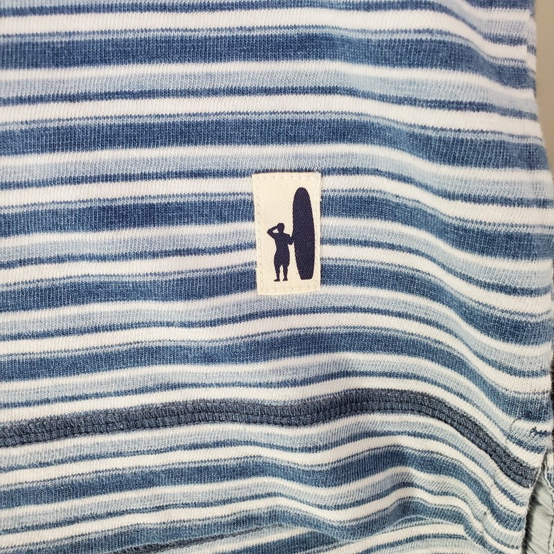 JOHNNIE O Size Medium Mens 1/4 Button Cotton Pullover Lightweight Blue Stripe gallery