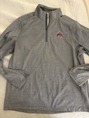 Vineyard Vines Performance Ohio State Gray XL 1/4 Zip Pullover Mock Neck LS EUC