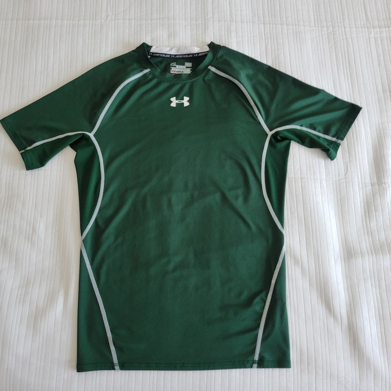 Under Armour Heatgear Compression Short Sleeve Green T-Shirt Size Large gallery