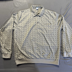 Stag Hill by Haband Shirt Mens Vintage Long Sleeve Banded Bottom Gray Textured