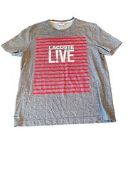 Lacoste Live Shirt Mens Size 6 Pullover Crew Neck short sleeve Gray