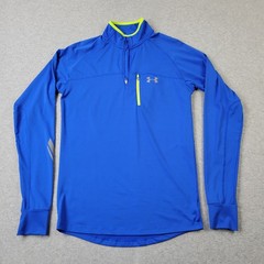 Under Armour AllSeasonGear 1/4 Zip Pullover Mens Small Blue Logo Graphic Pocket