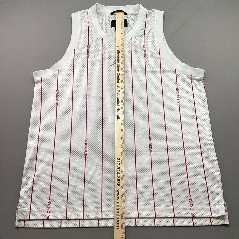 Jordan Essentials Printed Mesh Jersey Men’s M White Red Pinstripe DM1380-100 EUC gallery