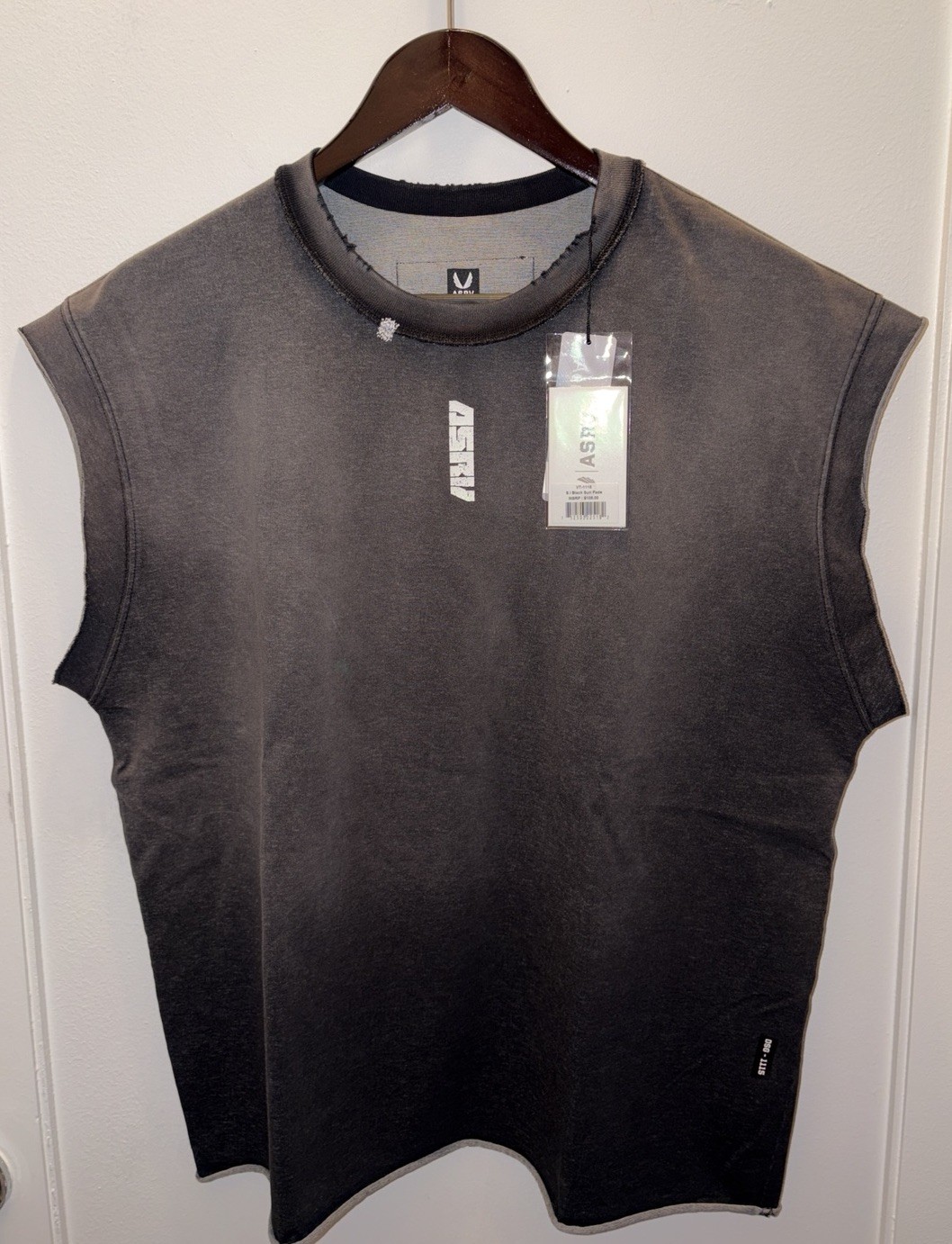 ASRV Tech Essential Cap Shoulder Cutoff Shirt, Men’s Size Small, Black Sun Fade gallery