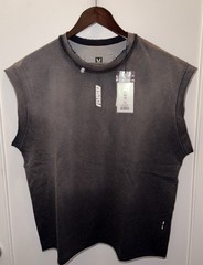 ASRV Tech Essential Cap Shoulder Cutoff Shirt, Men’s Size Small, Black Sun Fade
