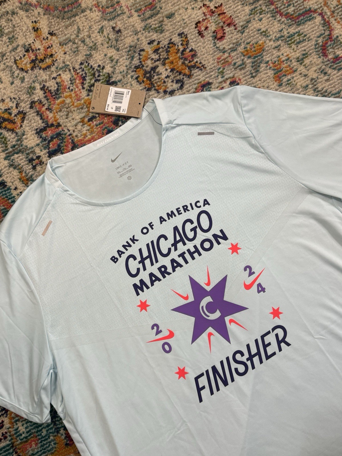Nike 2024 Chicago Marathon Finisher DRI-Fit Shirt Blue XXL FV6330-474 NWT gallery