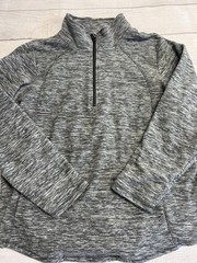 St Johns Bay Sweater Mens 2XL Gray Quarter Zip Pullover Fleece Athletic