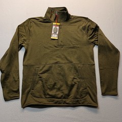 Mens Small Merrell 1/4 Zip Pullover Green Outdoor Fleece Moisture Wick NWT