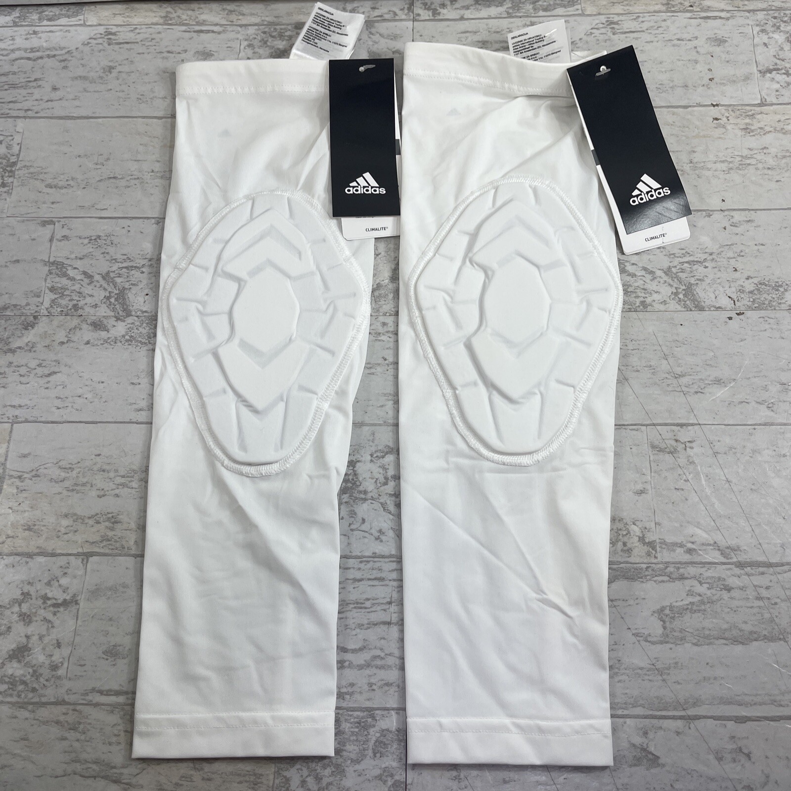 NWT Adidas Techfit Men's Padded Compression Arm Elbow Sleeve White Set Of 2 -LT gallery