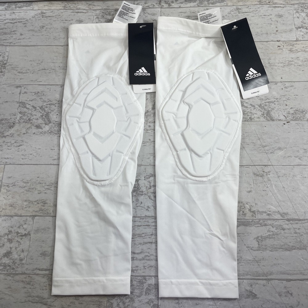 NWT Adidas Techfit Men's Padded Compression Arm Elbow Sleeve White Set Of 2 -LT