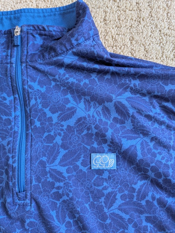 Good Good Golf Quarter Zip Golf Pullover Men M Navy Floral Performance Shirt gallery