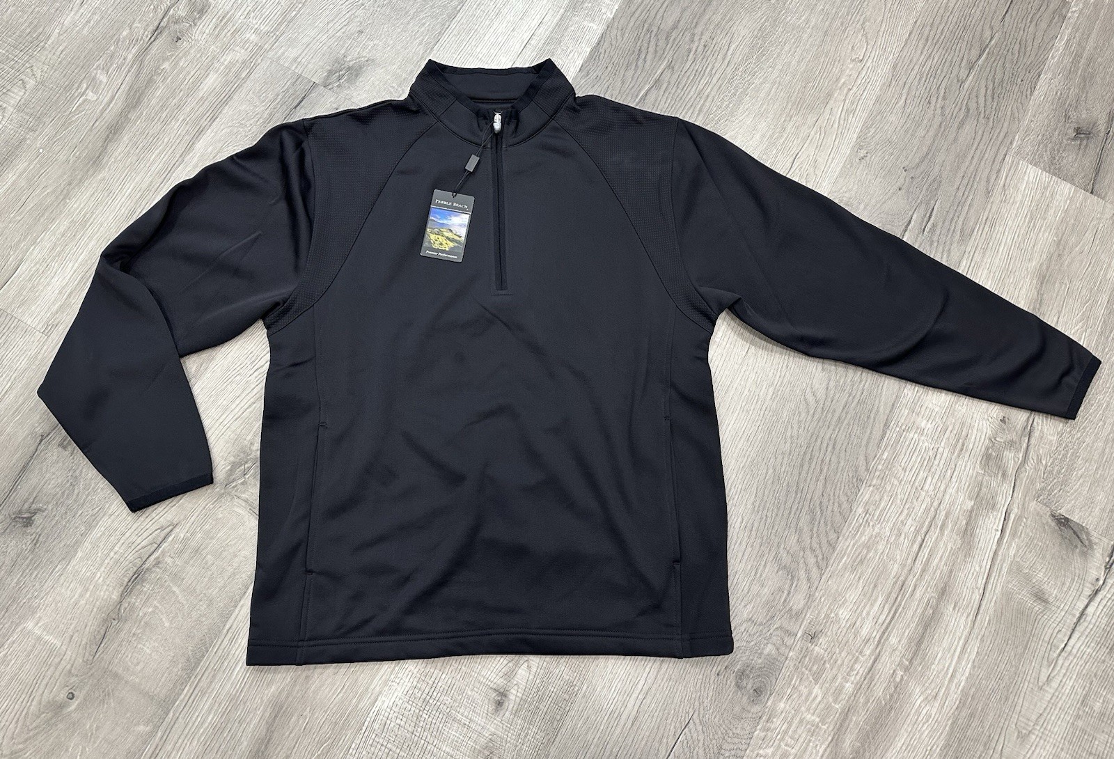 Pebble Beach Performance Men’s Preppy Quarter Zip Black Small Golf Pullover NWT gallery