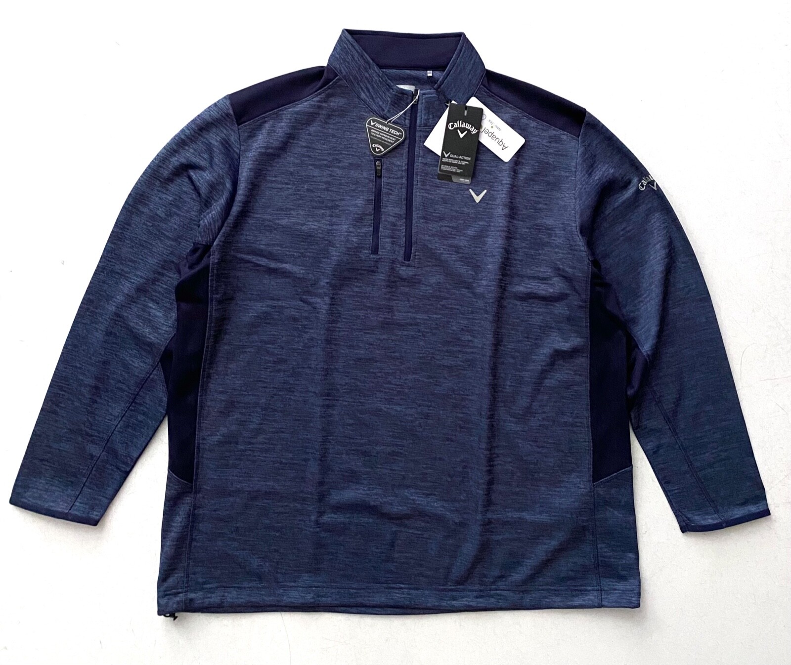 Callaway Nwt Fleece Lined 1/4 Zip Swing Tech Dual-Action Sweater Peacoat 2X gallery