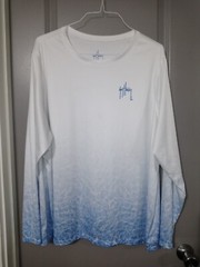 Guy Harvey Fishing Shirt Performance Long Sleeve White Blue Logo Male or Female