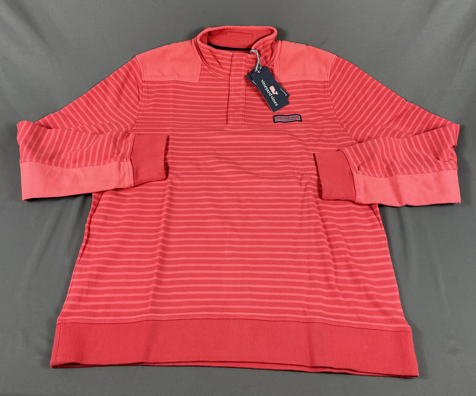 Vineyard Vines Golf Pullover Shep Shirt Medium Red Striped Cotton Polyester $128 gallery