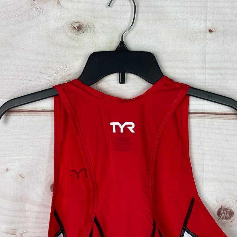 TYR Top Mens Small Red White Carbon Series Triathlon Tank Sleeveless Stretch gallery