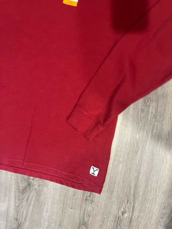 Yellowstone Mens Rugged LS Waffle Crew Neck Pullover Shirt, Red Size L, No Tag gallery