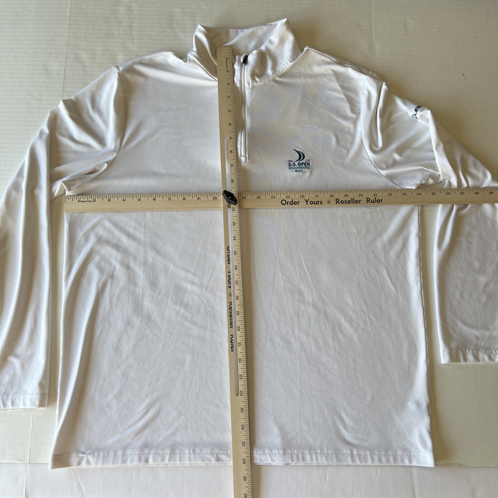 Polo Golf Ralph Lauren 1/4 Zip Pullover Mens XL White Lightweight U.S. Open 2015 gallery