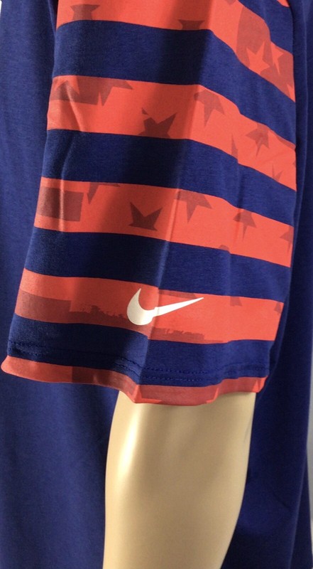The Nike Tee Athletic Cut Dri Fit Men’s XXL USA Stars Stripes Red Blue JerseyNWT gallery