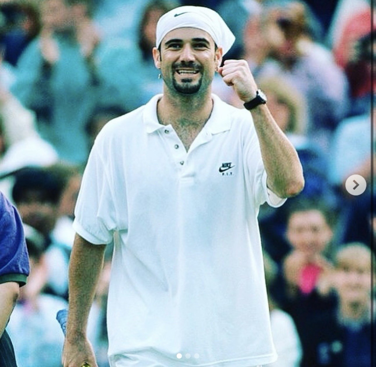 Nike Andre Agassi Wimbledon 1995 Challenge Court Tennis Wht Traditional Lg Polo gallery