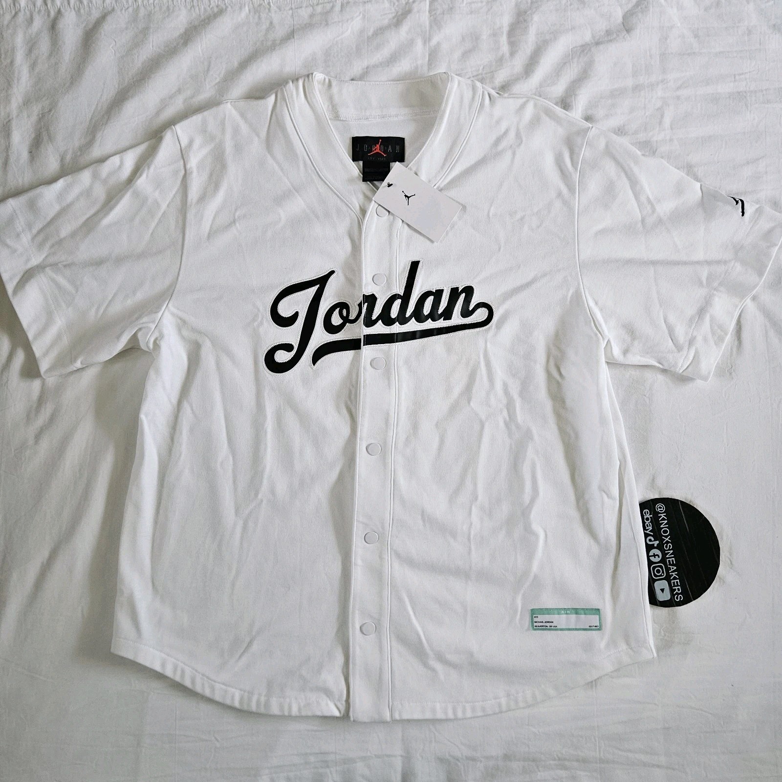 Nike Air Jordan Flight MVP Baseball Jersey White FN4663-100 Men's Size Large gallery