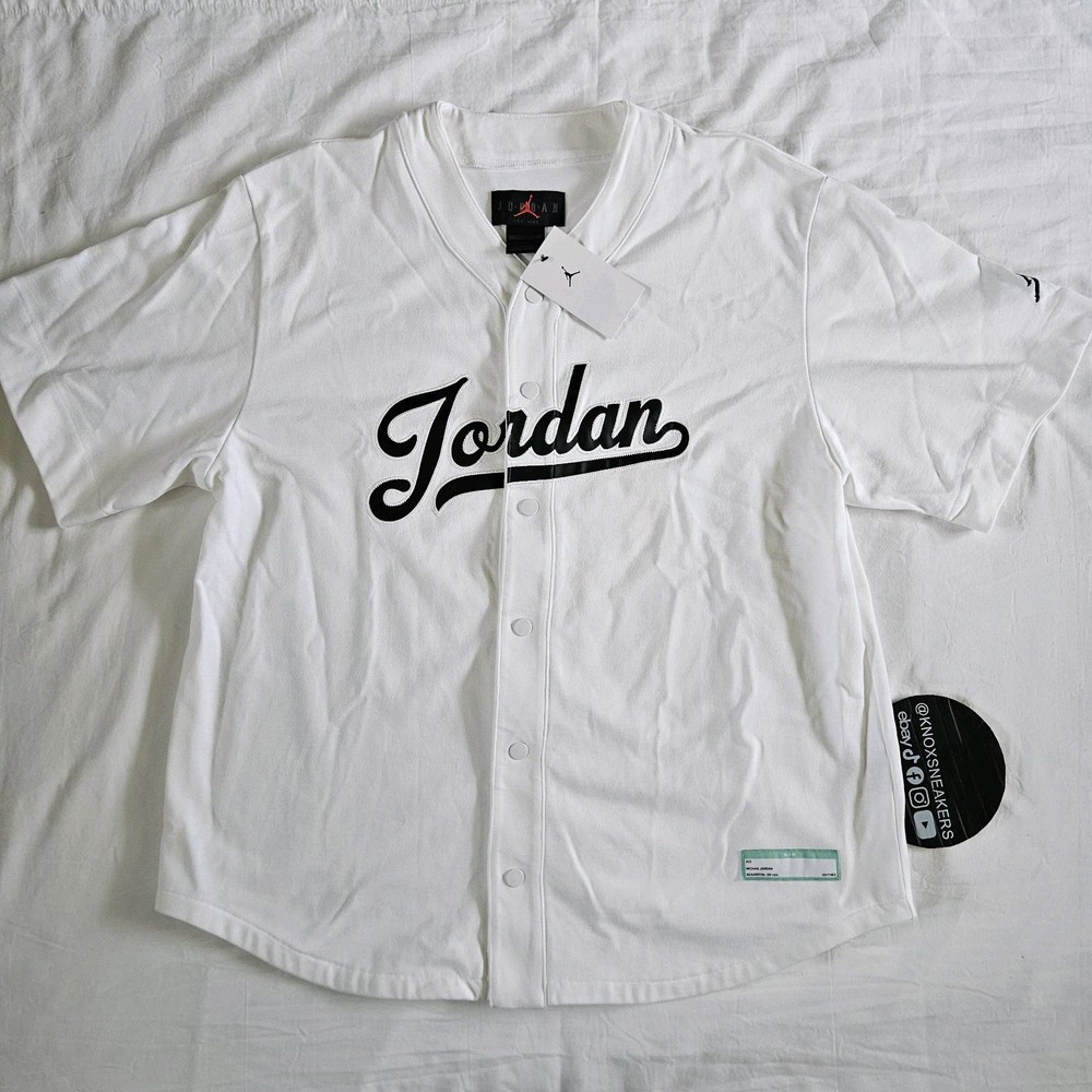 Nike Air Jordan Flight MVP Baseball Jersey White FN4663-100 Men's Size Large
