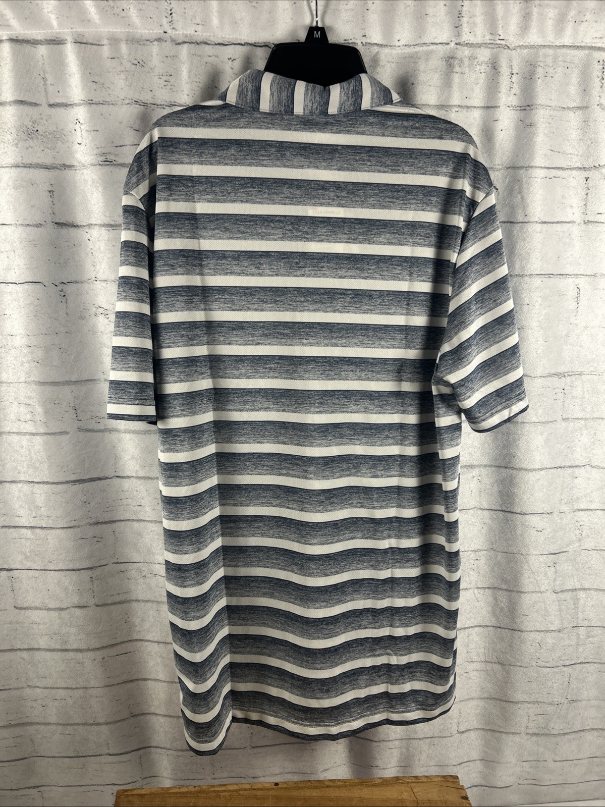 NEW Adidas Mens Two Color Stripe Golf Polo Shirt Collegiate Navy White Sz Small gallery