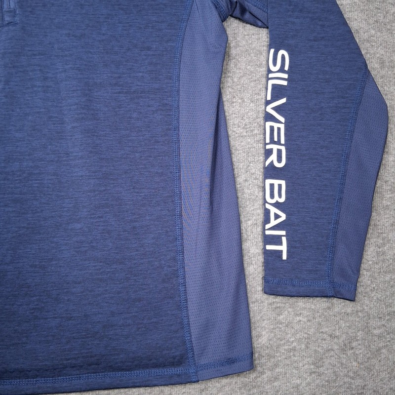 Silver Bait Pullover Mens Medium Blue 1/4 Zip Performance Fishing Shirt Top gallery