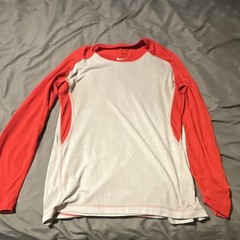 Nike Dri-FIT Men’s S Red/White Colorblock Raglan Crew Pullover Long Sleeve Poly