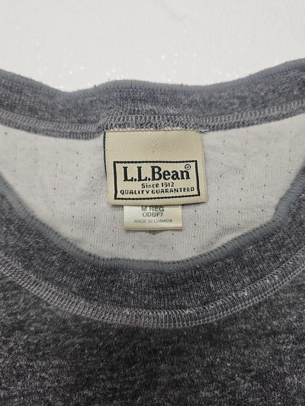 LL Bean Mens "Medium-R" Double Layer Long Sleeve Shirt Wool Blend Crew Neck Gray gallery