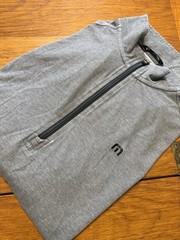 Travis Mathew Sweater Pullover Men XL Gray Quarter Zip Performance Long Sleeve
