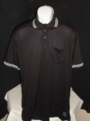 The Officials Choice Black w/White Bands 100% Poly Ultra Light S/S Polo Shirt L