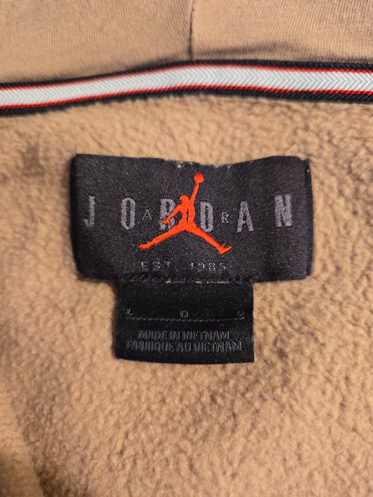 Jordan Essential Fleece Full Zip Hoodie Light Beige Mens Sz L gallery