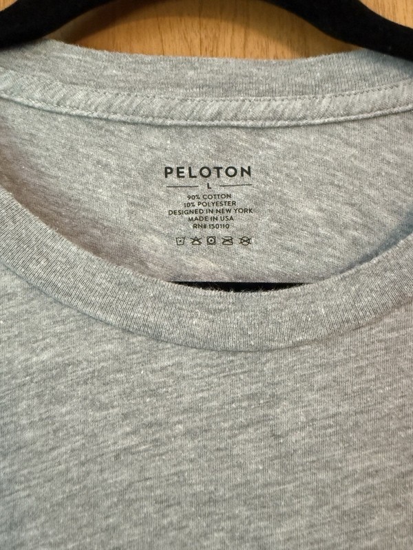 Peloton Shirt Large Grey Tee Active Workout Short Sleeve Floral Logo Cycle Train gallery