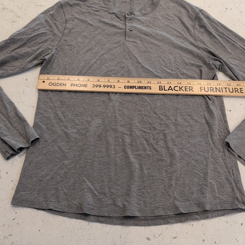 Lululemon Shirt Mens Small Gray Henley Long Sleeve Basic Classic Athletic Casual gallery