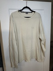 KITH LONG SLEEVE TEE T-SHIRT MINI BOX LOGO LIGHT CREAM Tan White SZ XL