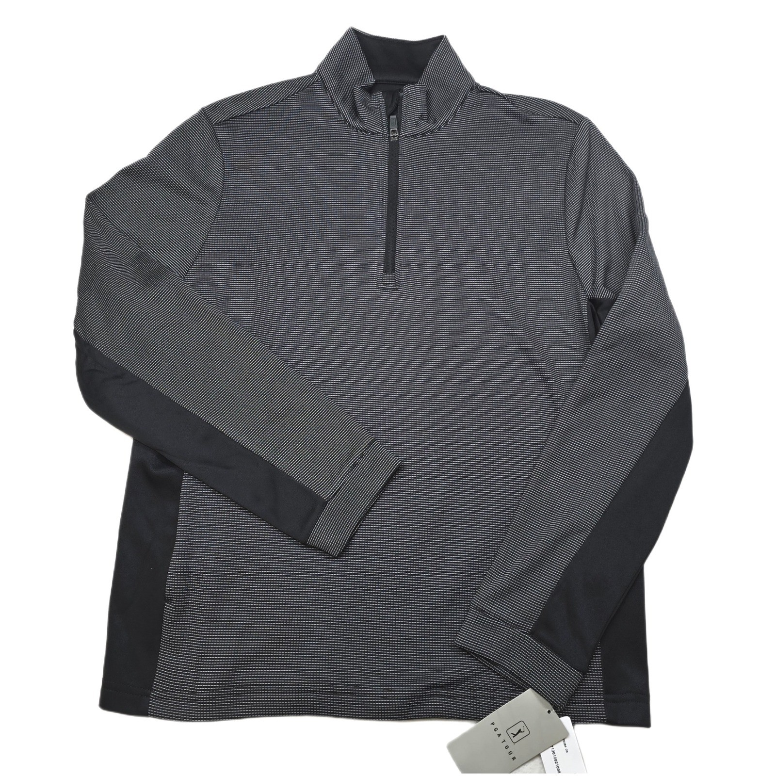 PG TOUR Pullover Golf Shirt Men's Small Black Gray Micro Dot Quarter Zip NEW gallery