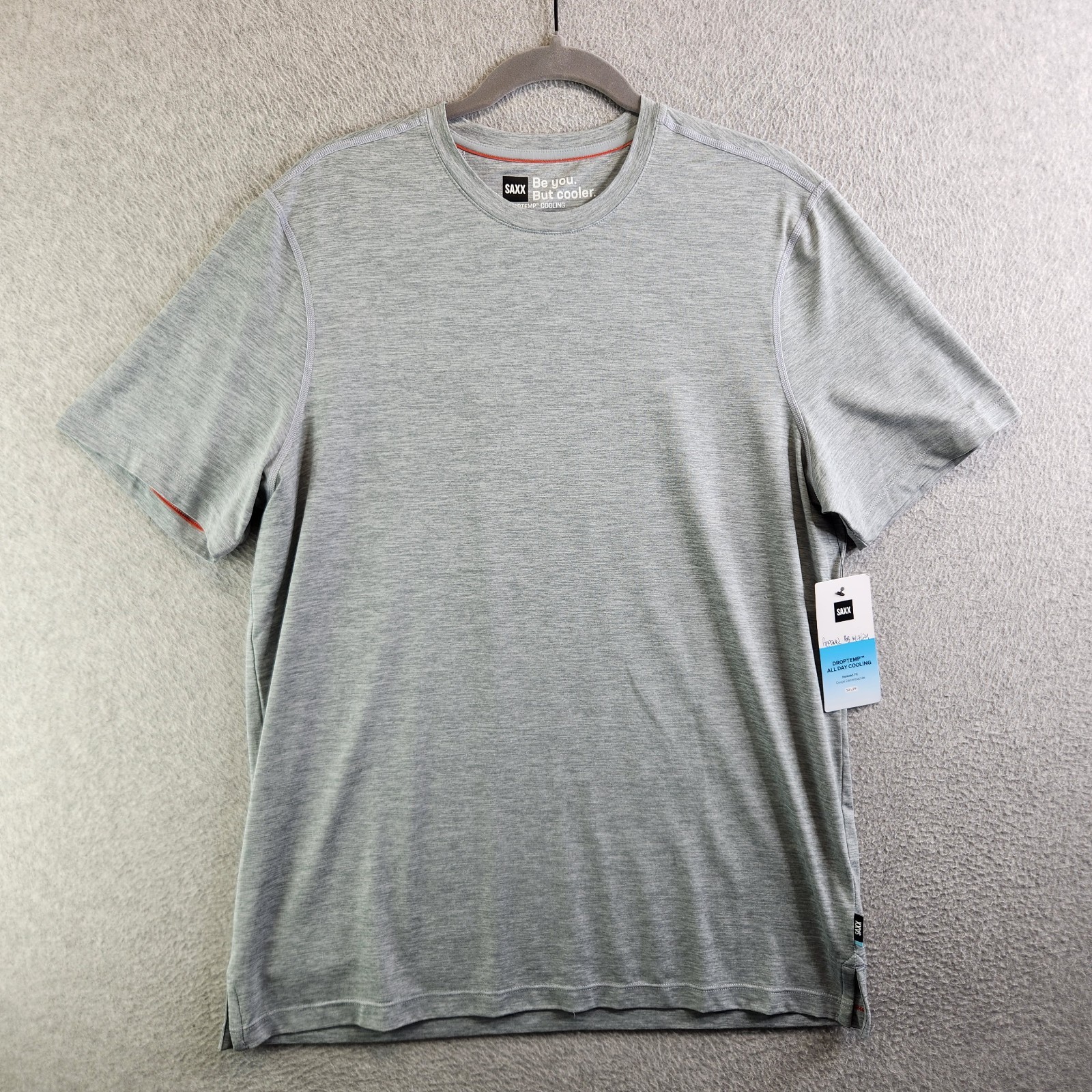 Saxx Shirt Mens M Gray Droptemp Cooling UPF 50 Performance Travel Crewneck Tee gallery