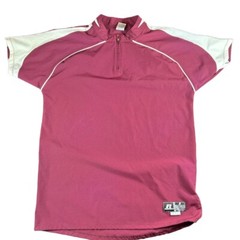 Russell Maroon White Half Zip Color Block Performance Shirt Small