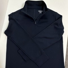 Lands’ End Teens M Dark Blue 1/4 Zip Mock Neck Polyester Long Sleeve Pullover
