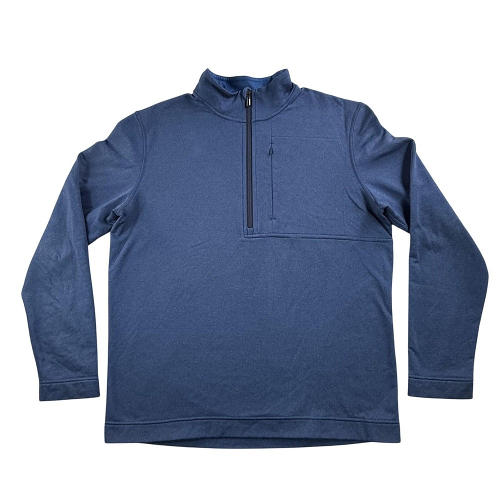 Smartwool Pullover Men Large Blue 1/4 Zip Fleece Chest Pocket Hiking Top Utility