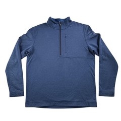 Smartwool Pullover Men Large Blue 1/4 Zip Fleece Chest Pocket Hiking Top Utility