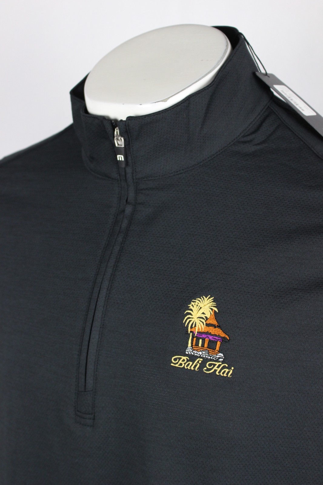 Travis Mathew Men's Heater Pro 1/4 Zip Pullover Bali Hai Golf Las Vegas Black gallery